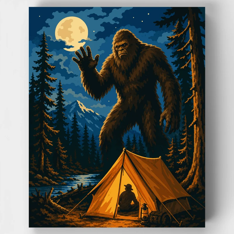 Bigfoot's Midnight Visit - Paint by Numbers Kit