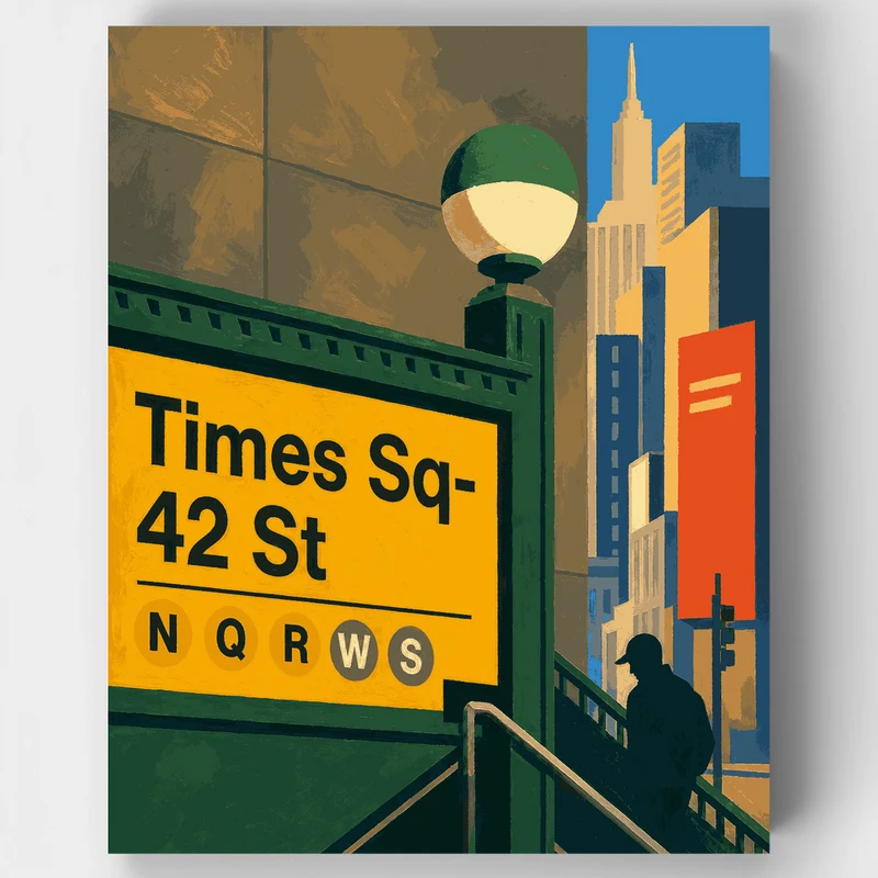Times Sq Subway Entrance - Paint by Numbers Kit