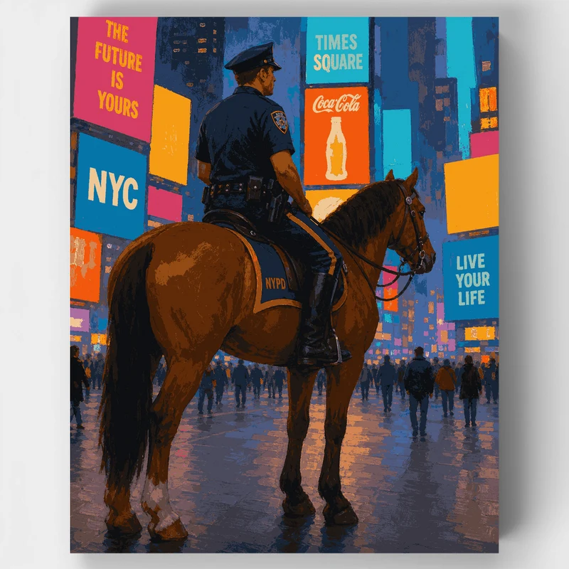Mounted Officer, Times Square - Paint by Numbers Kit