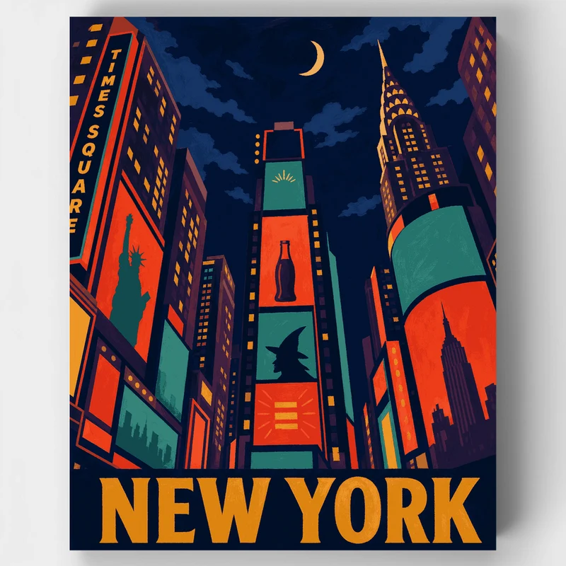 Neon Times Square Nights - Paint by Numbers Kit
