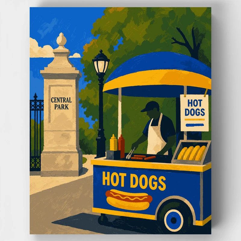 Central Park Hot Dog Cart - Paint by Numbers Kit