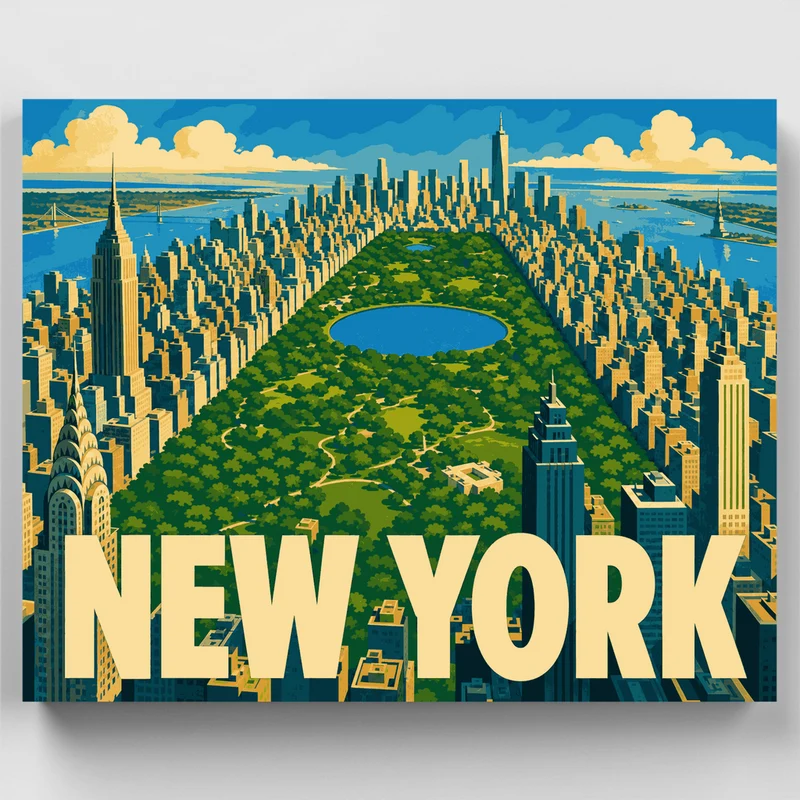Central Park Aerial Vista - Paint by Numbers Kit