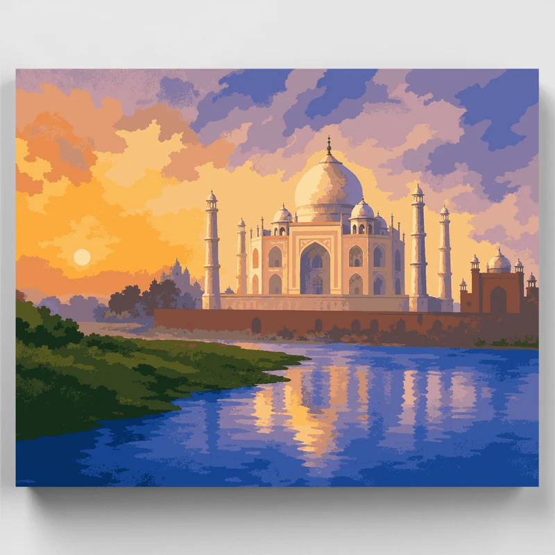 Misty Taj Mahal Dawn - Paint by Numbers Kit
