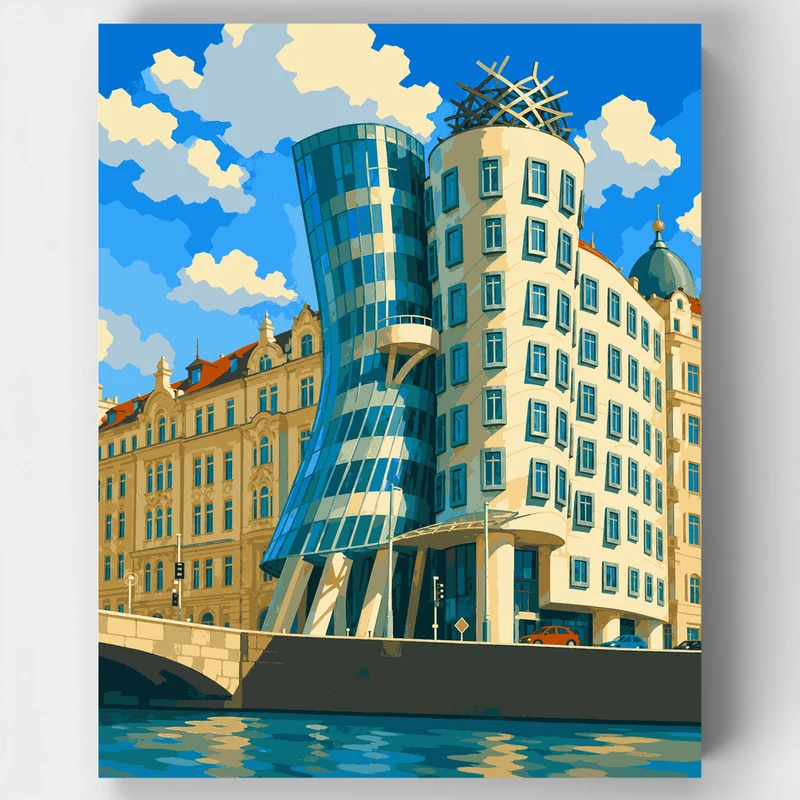Dancing House Curves - Paint by Numbers Kit