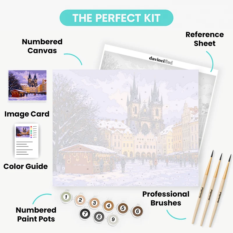 Snowy Týn Church Square - Paint by Numbers Kit
