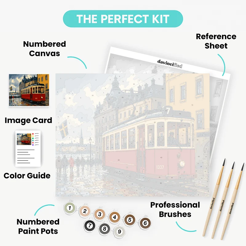 Crimson Tram No. 7 - Paint by Numbers Kit