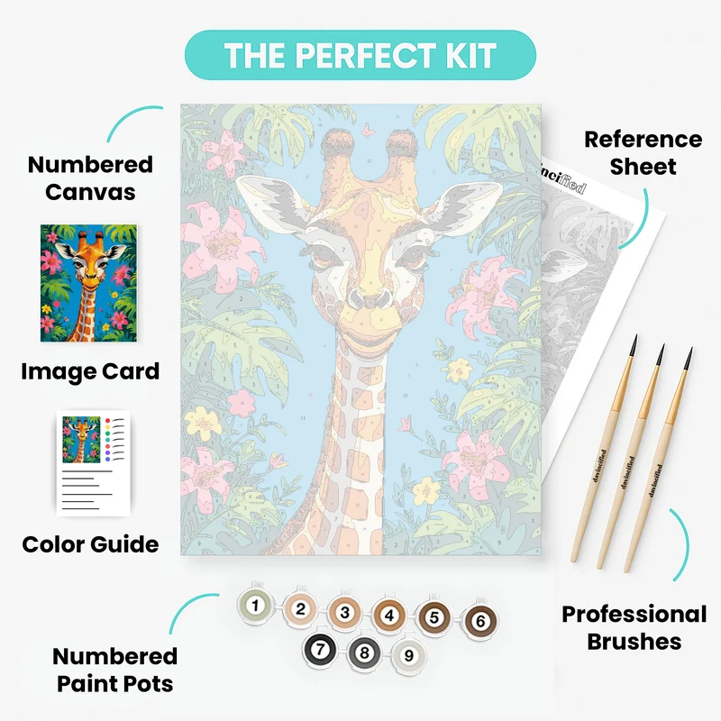 Vibrant Giraffe in Tropical Paradise - Paint by Numbers Kit