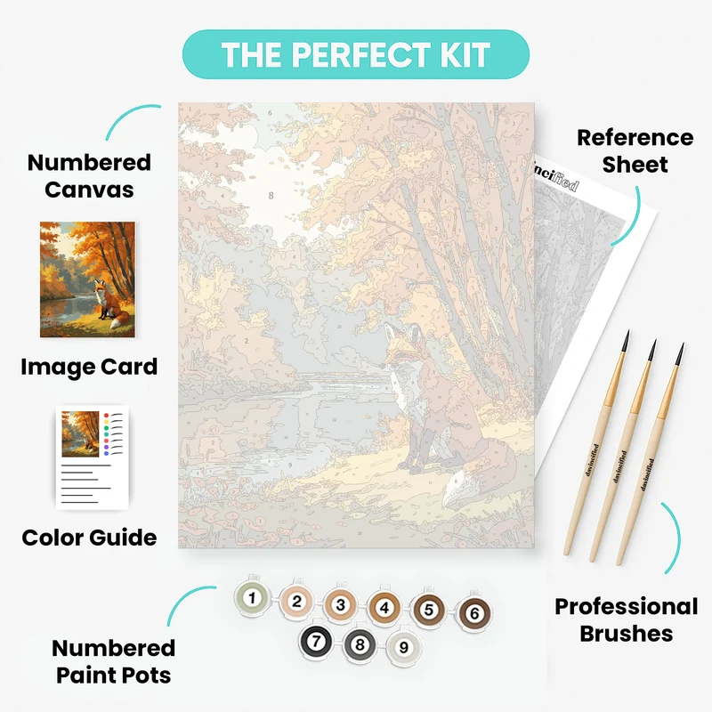 Autumn Fox by the River - Paint by Numbers Kit