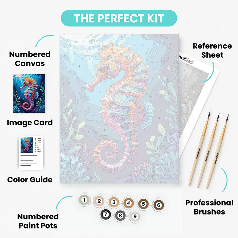 Vibrant Seahorse Underwater - Paint by Numbers Kit
