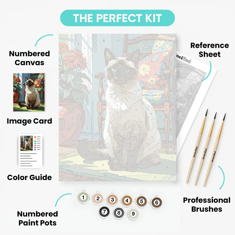 Siamese Cat with Blue Eyes - Paint by Numbers Kit