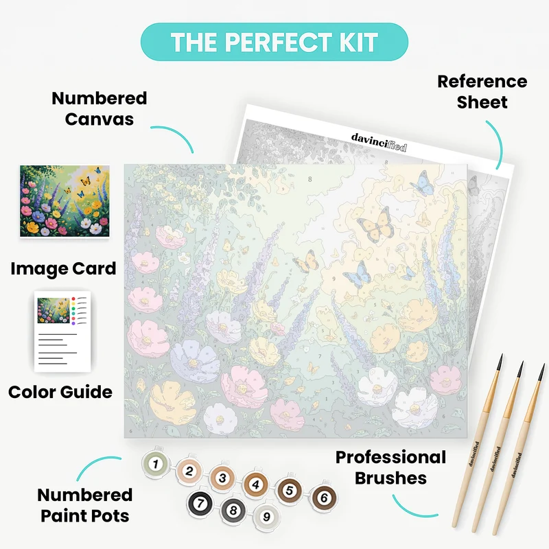 Vibrant Garden Butterflies - Paint by Numbers Kit