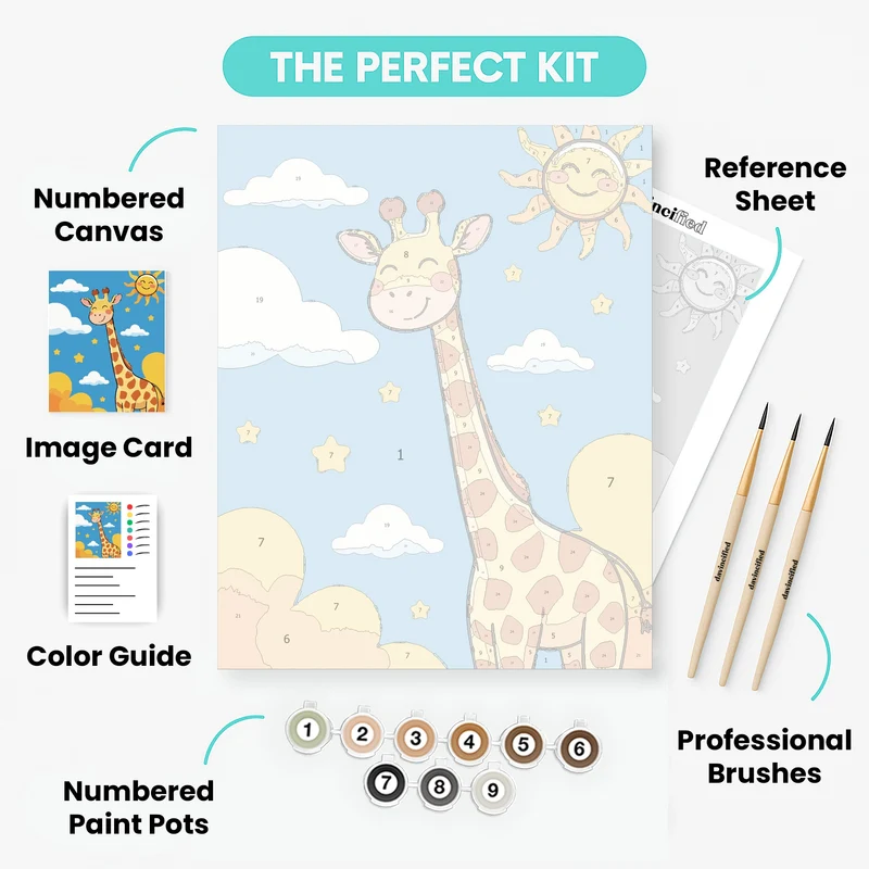 Cheerful Giraffe in the Sky - Paint by Numbers Kit