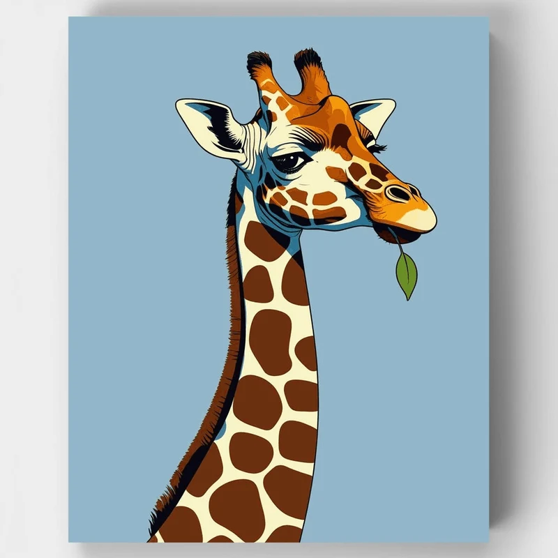Giraffe with Leaf - Paint by Numbers Kit