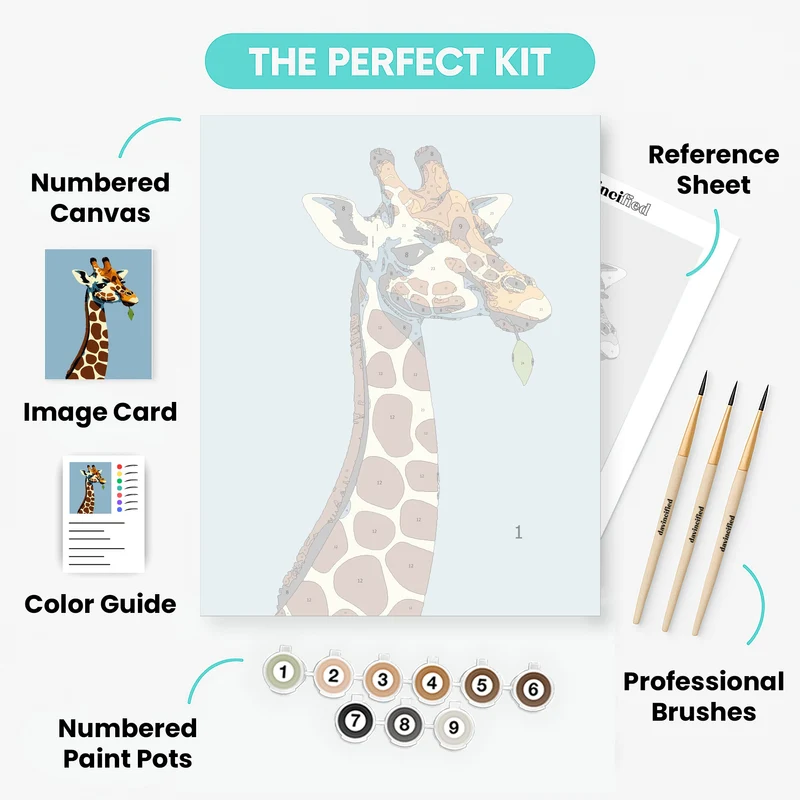 Giraffe with Leaf - Paint by Numbers Kit