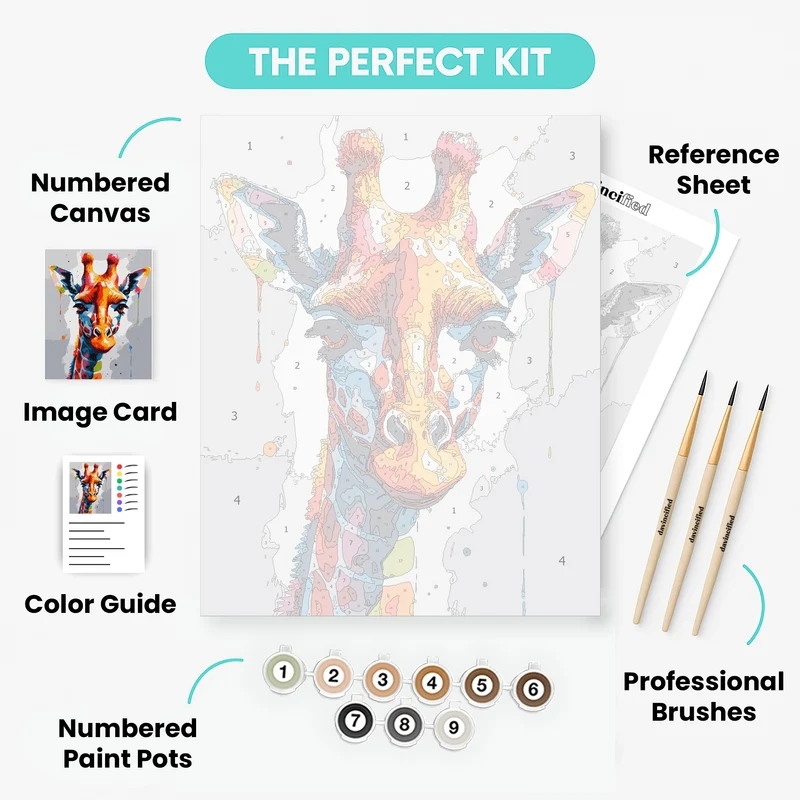 Vibrant Watercolor Giraffe - Paint by Numbers Kit