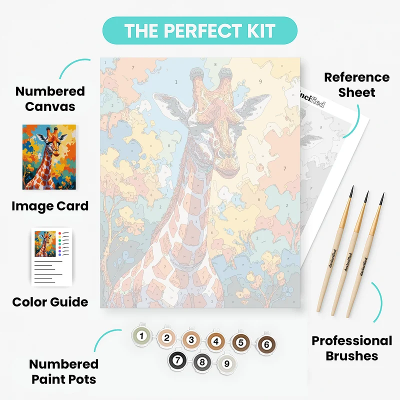 Vibrant Giraffe Portrait - Paint by Numbers Kit