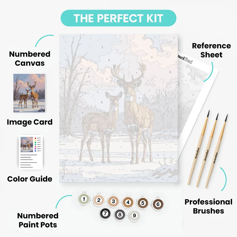 Winter Deer Pair in Snowy Forest - Paint by Numbers Kit