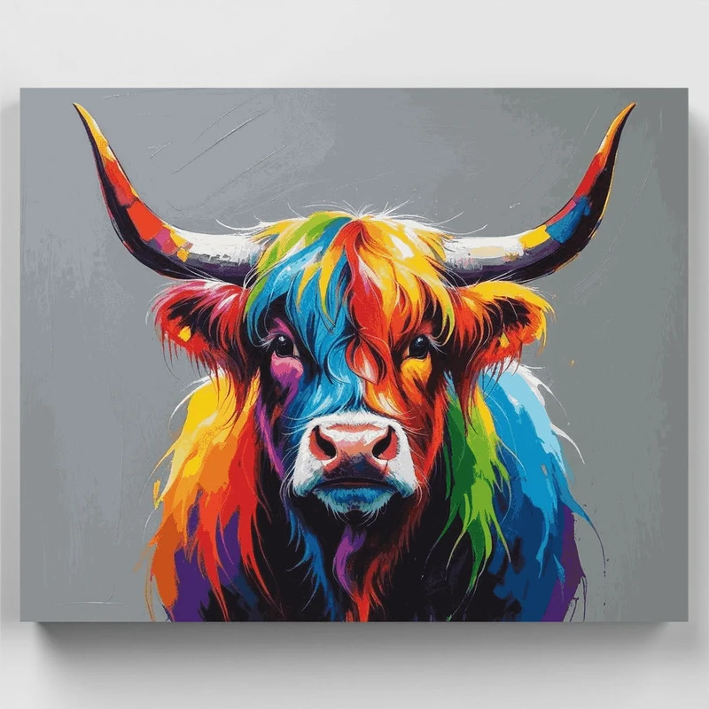 Vibrant Highland Cow - Paint by Numbers Kit