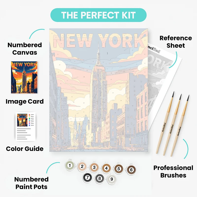 New York Sunset Poster - Paint by Numbers Kit