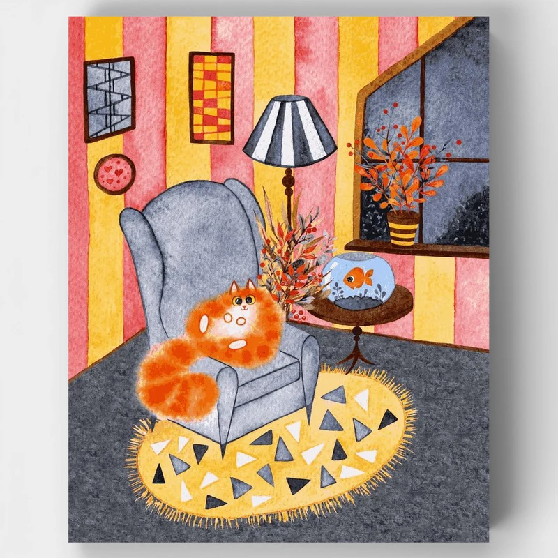 "Red Cat Corner" Paint by Numbers Kit