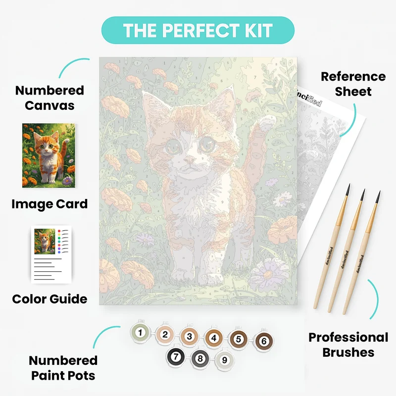 Orange Tabby Kitten in Garden - Paint by Numbers Kit
