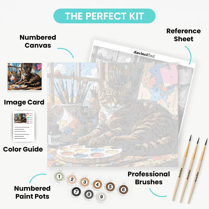 Artist's Tabby Cat in Studio - Paint by Numbers Kit