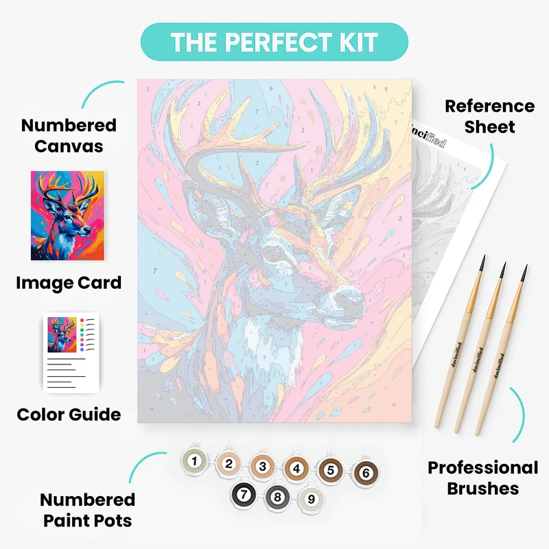 Vibrant Deer Portrait - Paint by Numbers Kit