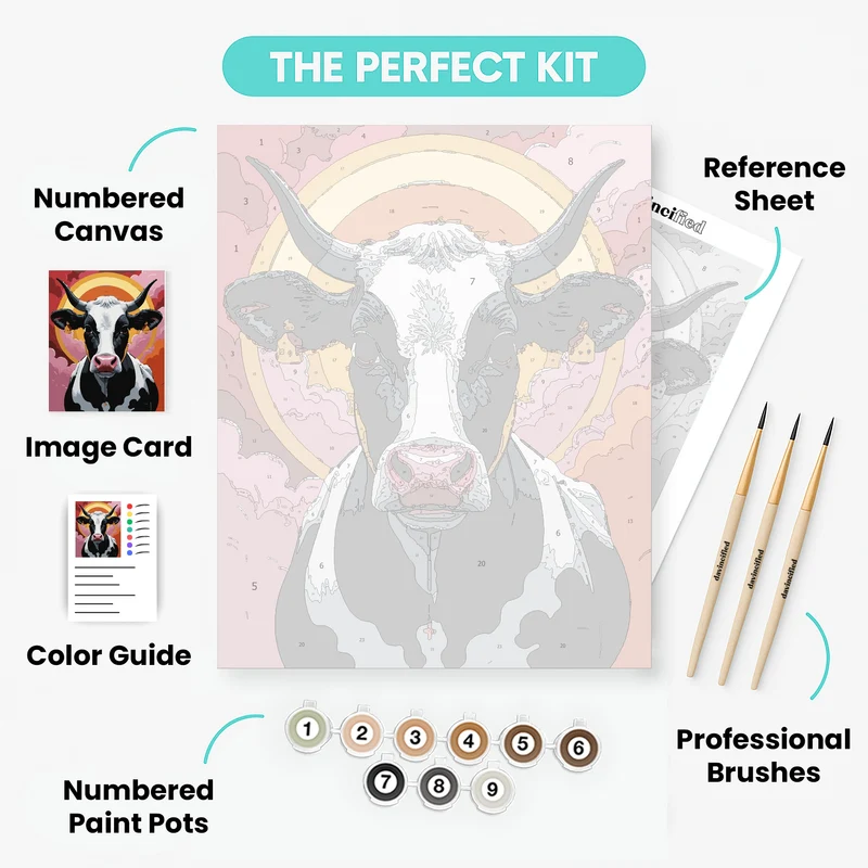 Sacred Cow with Sunset Halo - Paint by Numbers Kit