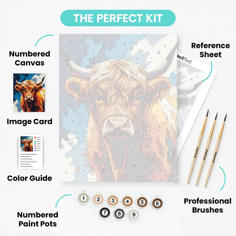 Majestic Highland Cow - Paint by Numbers Kit