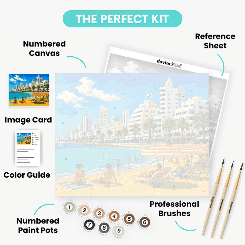 Tel Aviv Beach Umbrellas - Paint by Numbers Kit