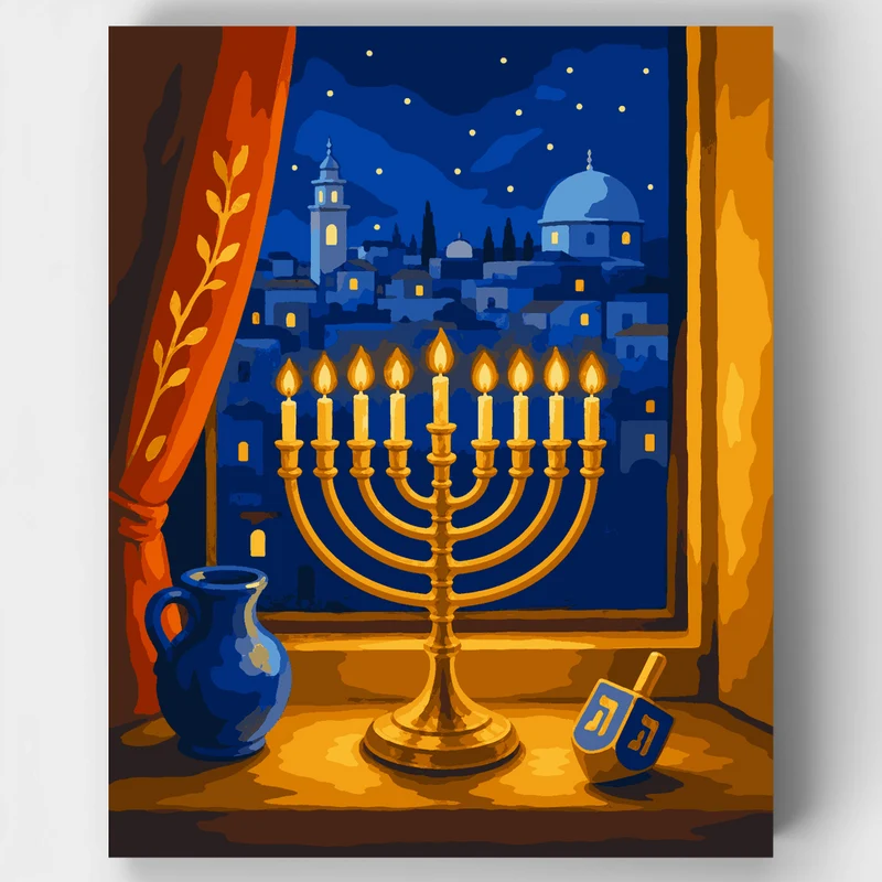 Menorah Window Glow - Paint by Numbers Kit