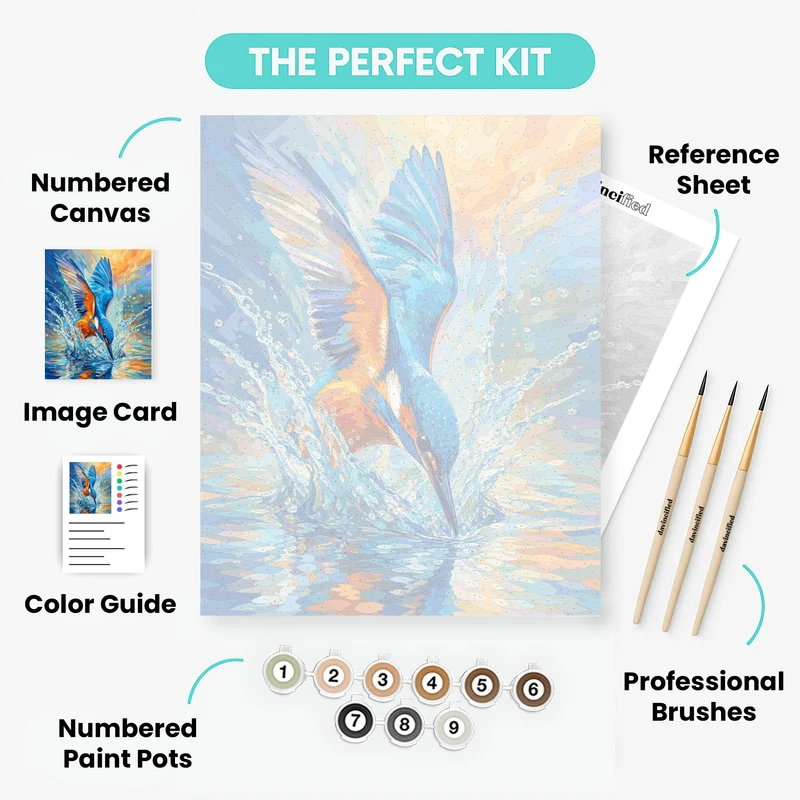 Kingfisher's Dive - Paint by Numbers Kit