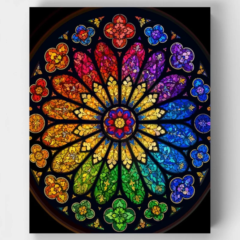 Rainbow Rose Window - Paint by Numbers Kit