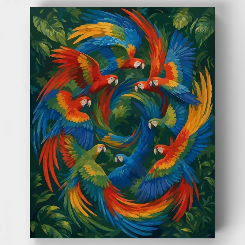 Spiral of Macaws - Paint by Numbers Kit