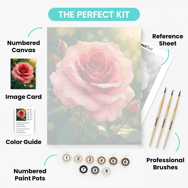 Blooming Pink Rose - Paint by Numbers Kit