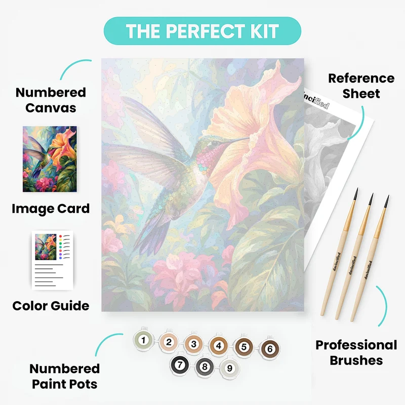 Hummingbird & Trumpet Bloom - Paint by Numbers Kit