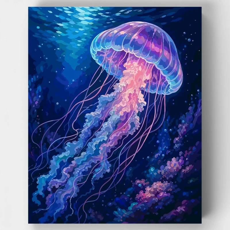Radiant Jellyfish Descent - Paint by Numbers Kit