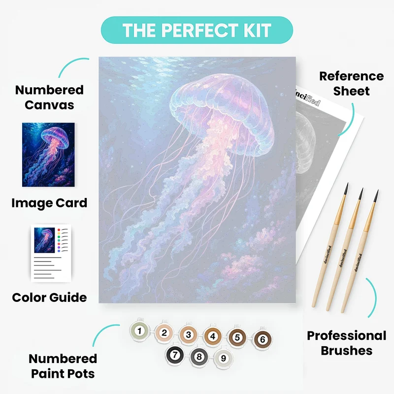 Radiant Jellyfish Descent - Paint by Numbers Kit