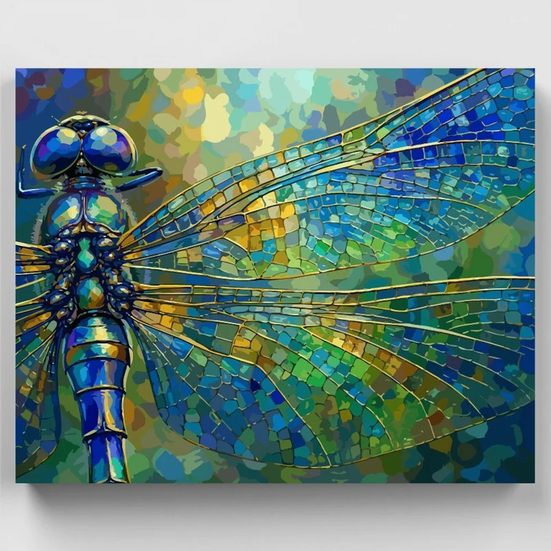 Stained Glass Dragonfly - Paint by Numbers Kit