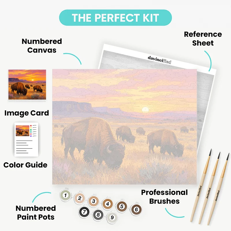 Bison at Golden Sunset - Paint by Numbers Kit