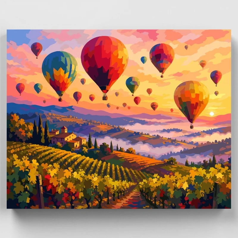 Vineyard Balloon Sunrise - Paint by Numbers Kit