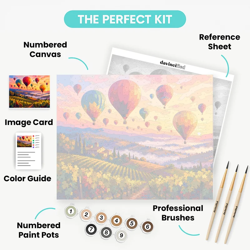 Vineyard Balloon Sunrise - Paint by Numbers Kit