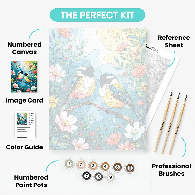 Colorful Birds on Branch - Paint by Numbers Kit