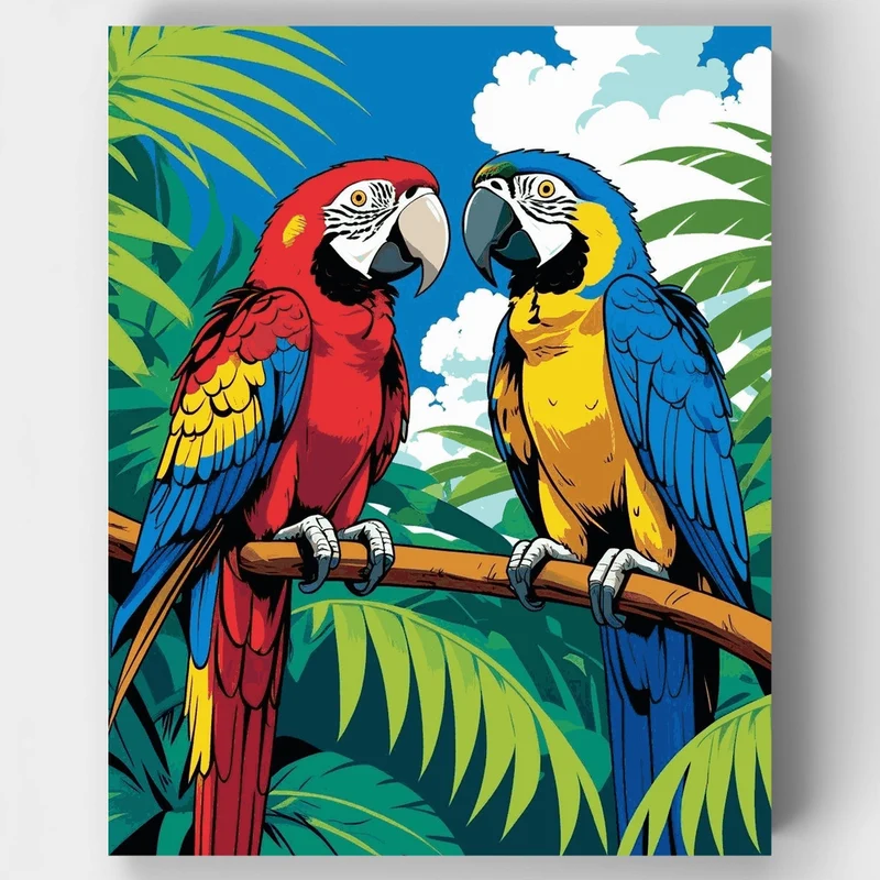 Two Macaws in Paradise - Paint by Numbers Kit