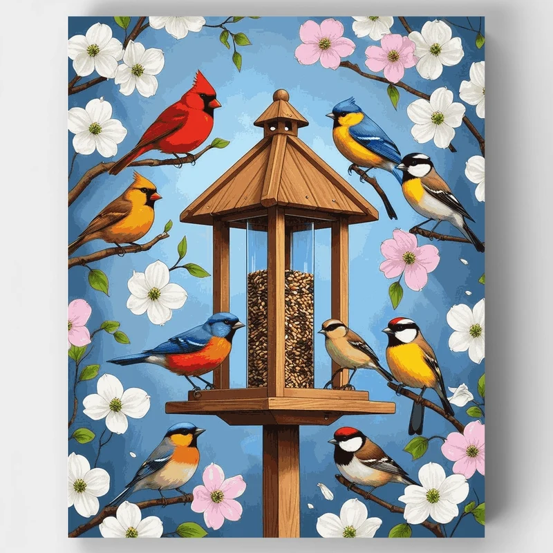 Birds and Blossoms Bird Feeder - Paint by Numbers Kit