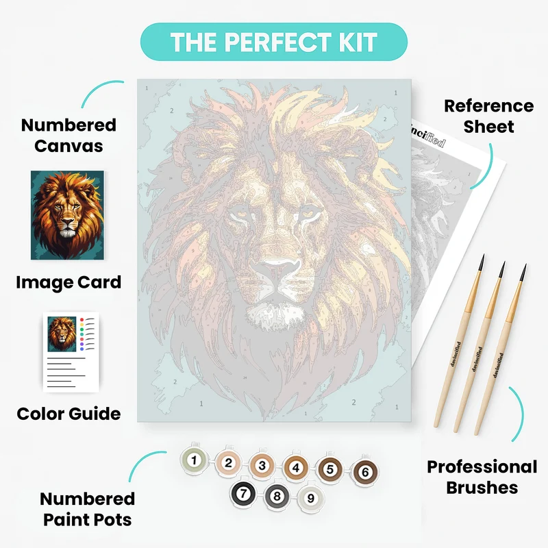 Fiery Maned Lion Portrait - Paint by Numbers Kit