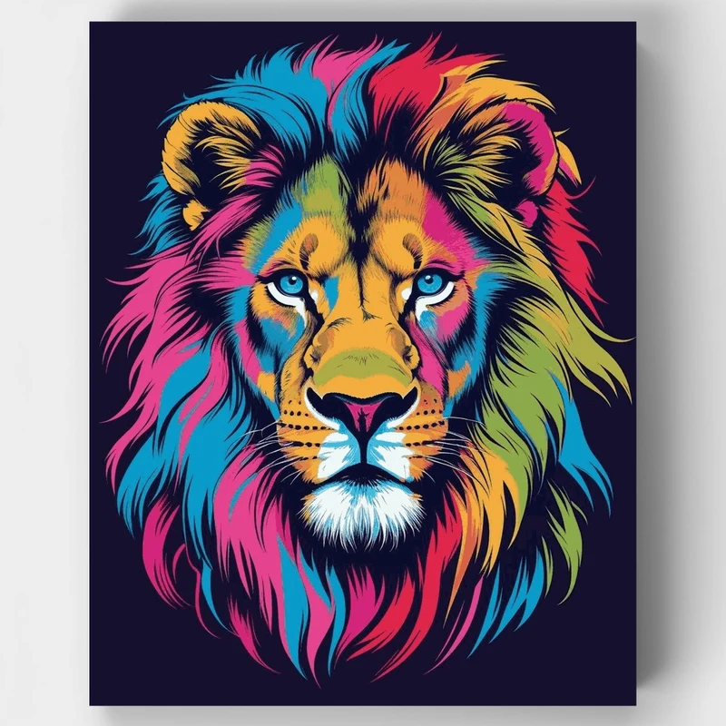 Vibrant Rainbow Lion - Paint by Numbers Kit