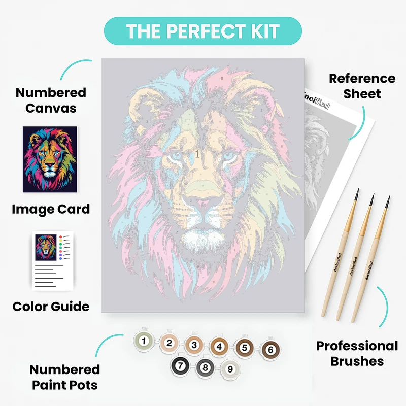 Vibrant Rainbow Lion - Paint by Numbers Kit