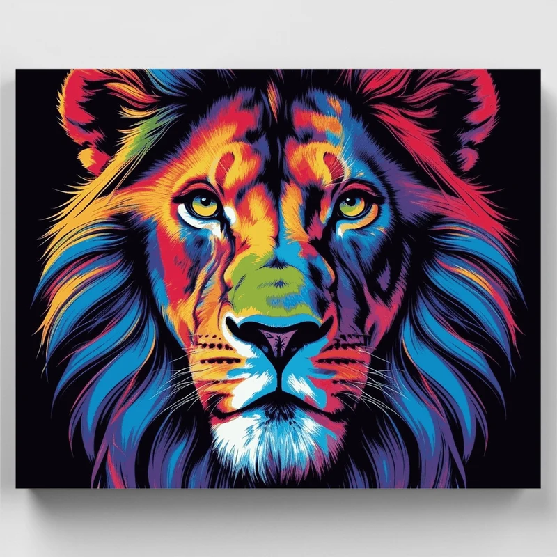 Vivid Multicolor Lion in Rainbow Hues - Paint by Numbers Kit