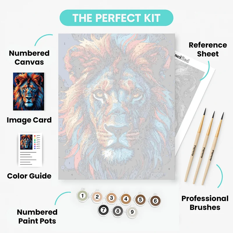 Majestic Colorful Lion - Paint by Numbers Kit